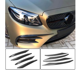 Накладки на передній бампер (для AMG-Line/E43 AMG 2016-2019, Карбон) для Mercedes E-сlass W213 рр