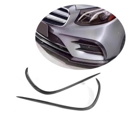 Накладки на передній бампер V2 (для E43 AMG 2016-2019, Карбон) для Mercedes E-сlass W213 рр