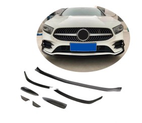 Накладка на передній бампер Lip V1 (для AMG-Line SD 2018-2021, Карбон) для Mercedes A-сlass W177 2018- рр