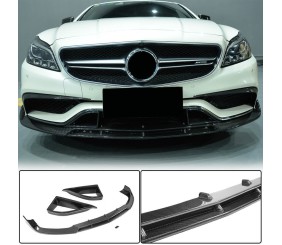 Накладка на передній бампер Lip V1 (для CLS63 AMG SD 2015-2018, Карбон) для Mercedes CLS C218 рр