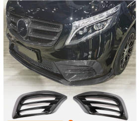 Накладки на протитуманки V1 (2020-2026, Сухий карбон) для Mercedes Vito/V-class W447 2014- рр