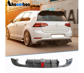 Дифузор заднього бампера (для R-Line HB 2017-2020, Карбон) для Volkswagen Golf 7/E-Golf рр