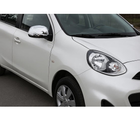 Накладки на дзеркала (2 шт, ABS) для Nissan Micra K13 2011-2016 рр