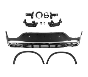 Задній дифузор з насадками Silver (Дизайн AMG63 2020-2022) для Mercedes GLC coupe C253 рр