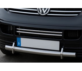 Накладки на решітку бампера (2 шт, нерж) Carmos - Турецька сталь для Volkswagen T5 Transporter 2003-2010 рр