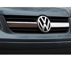 Накладки на решітку по центру (2 шт, нерж) Carmos - Турецька сталь для Volkswagen T5 Transporter 2003-2010 рр
