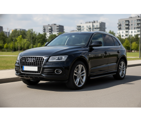 Бокові пороги Allmond Black (2 шт., Алюміній) для Ауди Q5 2008-2017 рр