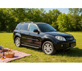 Бокові пороги Allmond Black (2 шт., алюміній) для Chery Tiggo 1 2005-2016 рр