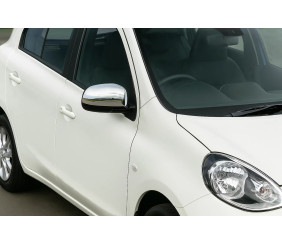 Накладки на дзеркала (2 шт., нерж) OmsaLine - Італійська нержавійка для Nissan Note 2012-2020 рр