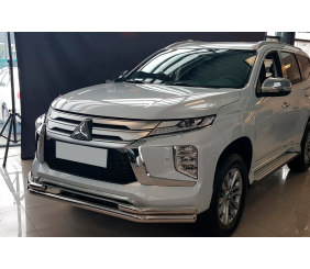 Передній захист ST085 (2020-2026, нерж) для Mitsubishi Pajero Sport 2015- рр