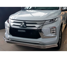 Передній захист F3-60 (2020-2026, нерж) для Mitsubishi Pajero Sport 2015- рр