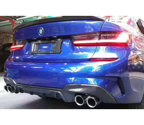 Дифузор заднього бампера (для M-Sport 2018-2022, під прямокутні насадки, ABS) для BMW 3 серія G20/G21 2018- рр