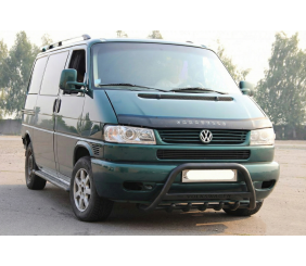 Кенгурятник WT004 Black-LED (нерж) для Volkswagen T4 Caravelle/Multivan 1990-2003 рр