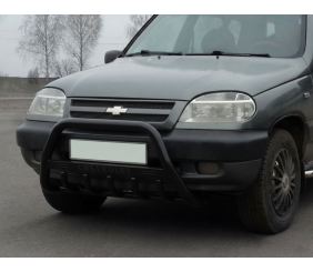 Кенгурятник WT004 Black (нерж) для Chevrolet Niva 1998-2020 рр