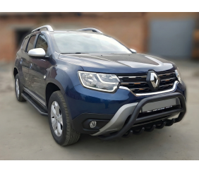 Кенгурятник без напису WT003 Black (нерж.) для Dacia Duster 2018-2024 рр