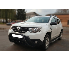 Кенгурятник з написом WT004 Black (нерж.) для Dacia Duster 2018-2024 рр