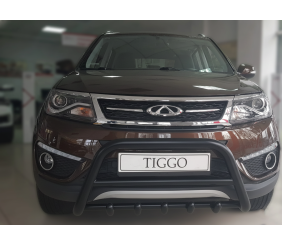 Кенгурятник WT003 Black (нерж) для Chery Tiggo 5 2013- рр