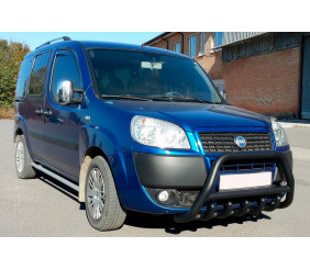 Кенгурятник WT003 Black (нерж) для Fiat Doblo I 2005-2010 рр