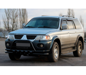 Передній захист ST015WT Black (нерж) для Mitsubishi Pajero Sport 1996-2007 рр