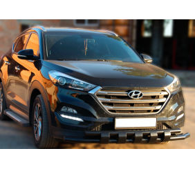 Передній захист Shark Black (нерж) для Hyundai Tucson TL 2016-2021 рр