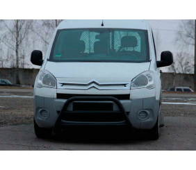 Кенгурятник WT022 Black (нерж.) для Peugeot Partner Tepee 2008-2018 рр