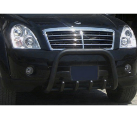 Кенгурятник QT006 Black (нерж) для SsangYong Rexton I 2001-2017 рр