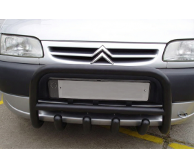 Кенгурятник QT006 Black (нерж.) для Citroen Berlingo 1996-2008 рр