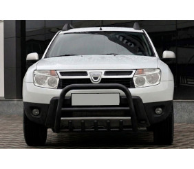 Кенгурятник без напису QT006 Black (нерж.) для Dacia Duster 2008-2018 рр