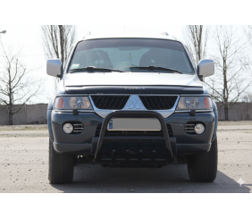 Кенгурятник QT006 Black (нерж) для Mitsubishi Pajero Sport 1996-2007 рр