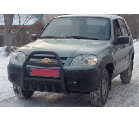 Кенгурятник QT007 Black (нерж) для Chevrolet Niva 1998-2020 рр