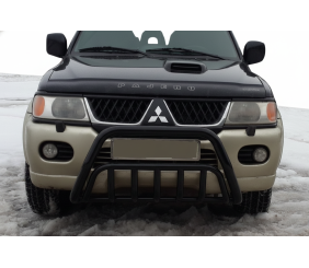 Кенгурятник WT002 Black (нерж) для Mitsubishi Pajero Sport 1996-2007 рр