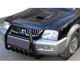 Кенгурятник QT007 Black (нерж.) для Mitsubishi L200 1996-2006 рр