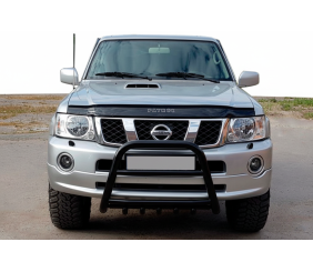 Кенгурятник QT007 Black (нерж) для Nissan Patrol Y61 1997-2011 рр