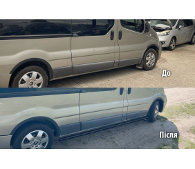 Бічні труби BB002 Black (2 шт., нерж.) 60 мм, довга база для Opel Vivaro 2001-2015 рр