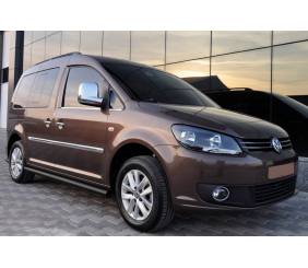 Бічні труби BB001 Black (2 шт., нерж) d60, Maxi база для Volkswagen Caddy 2020- рр