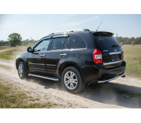 Бокові пороги Maydos V1 (2 шт., Алюміній -2026 нерж) для Chery Tiggo 3 2005- рр