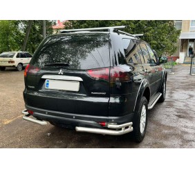 Задній захист AK003-Double (2 шт., нерж) для Mitsubishi Pajero Sport 2008-2015 рр