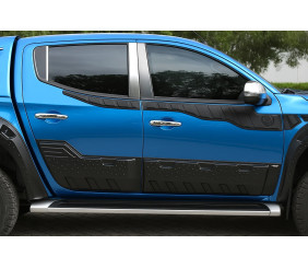 Молдинг дверних стійок (6 шт, нерж) для Mitsubishi L200 2006-2015 рр