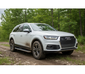 Бокові пороги Tayga Grey (2 шт., Алюміній) для Ауди Q7 2015- рр