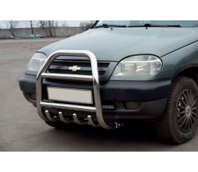 Кенгурятник QT007 (нерж) для Chevrolet Niva 1998-2020 рр