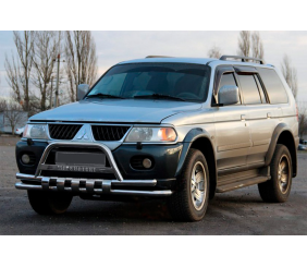 Передній захист ST015-2026WT (нерж) для Mitsubishi Pajero Sport 1996-2007 рр