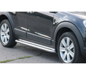 Бокові пороги Premium (2 шт., нерж.) Ø60 для Chevrolet Captiva 2006-2019 рр