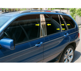 Молдинги дверних стійок (8 шт., нерж.) для BMW X5 E53 1999-2006 рр