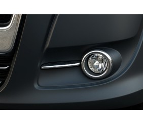 Окантовка протитуманок зі смужками (2010-2015, 4 шт., нерж.) Carmos - Турецька сталь для Fiat Doblo II рр