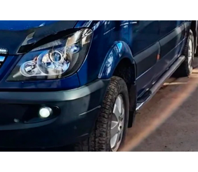 Бічні труби (2 шт., нерж.) d60, Long-ExtraLong для Mercedes Sprinter W906 2006-2018 рр