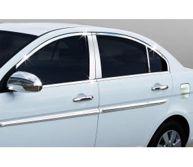 Повна окантовка скла (14 дет, нерж.) для Hyundai Accent 2006-2010 рр