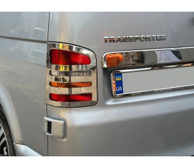 Накладки на задні фонарі ( 2 шт., нерж) 2 двері, Carmos - турецька сталь для Volkswagen T5 Transporter 2003-2010 рр