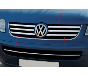 Накладки на решітку (6 шт, нерж) OmsaLine - Італійська нержавійка для Volkswagen T5 Multivan 2003-2010 рр
