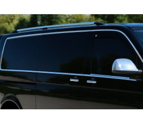 Повна окантовка вікон (14 шт, нерж) 1 бічні двері, Довга база для Volkswagen T5 Caravelle 2004-2010 рр