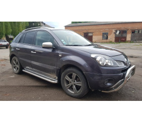 Бокові пороги Premium (2 шт., нерж.) 60 мм для Renault Koleos 2008-2016 рр